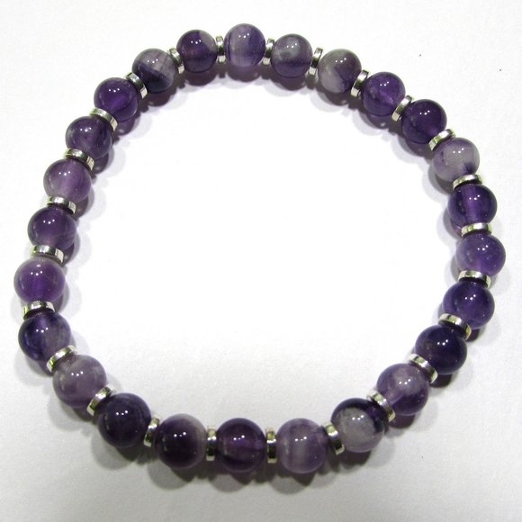 Natural Chevron Amethyst Gemstone Bracelet - Picture 3 of 5